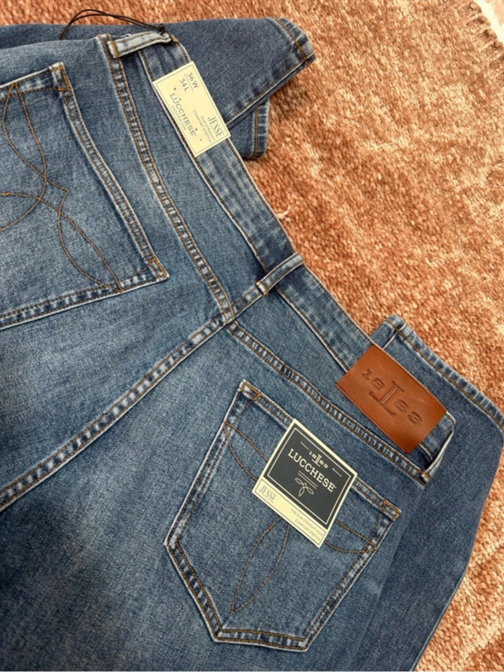 New Lucchese Men's Medium Blue Slim Straight Jeans